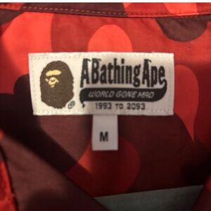 A Bathing Ape Red Camouflage Casual Button-Down Shirt - M